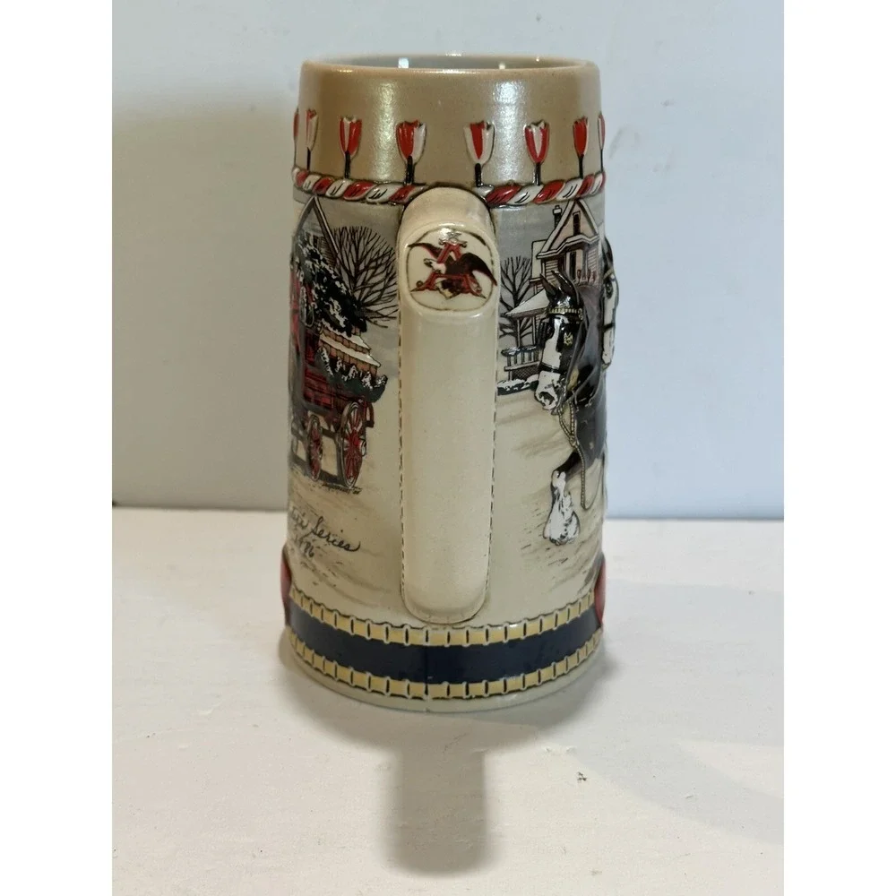 Budweiser B‎ Series Beer Mug Stein 1986 Vintage Collectible Christmas Ceramarte